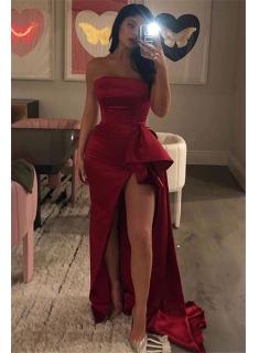 Designer Schlichtes Abendkleid | Abendkleider Lang Rot