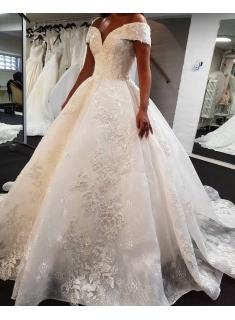 Luxus Brautkleid A Linie | Spitze Hochzeitskleider Günstig Online