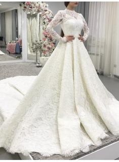 Modern Spitze Brautkleider mit Ärmel | Hochzeitskleider A Linie