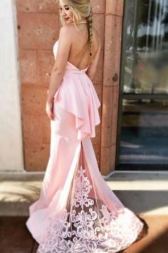 Ruffles Halter Lace Appliques Prom Dresses | Bowknot Sexy Mermaid Sleeveless Evening Dresses | Suzhoudress.co.uk