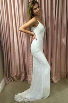 Mermaid Glamorous Spaghetti-Strpas Sleeveless Prom Dresses | www.babyonlinewholesale.com