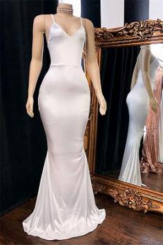 Gorgeous Spaghetti-Straps V-Neck Sleevless Sexy Mermaid Prom Dresses | Yesbabyonline.com