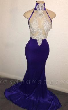 Gorgeous High-Neck Appliques Sheer Tulle Sexy Mermaid Prom Dresses | Yesbabyonline.com