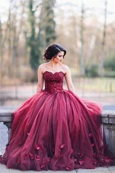 Elegante Brautkleider Weinrot Gunstig | Hochzeitskleider mit Spitze | www.babyonlinewholesale.com