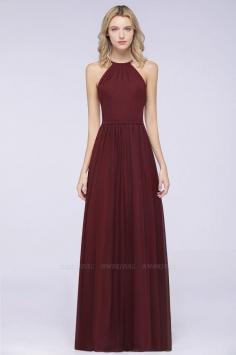 High-Neck Halter Bridesmaid Dress | BmBridal