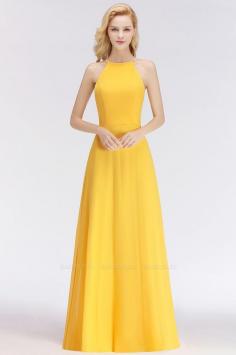 High-Neck Sleeveless Bridesmaids Dress | BmBridal