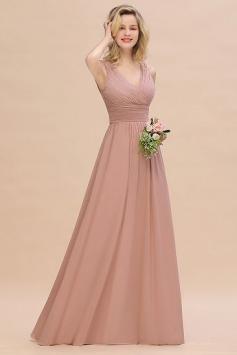 Elegant V-Neck Ruffles Bridesmaid Dress