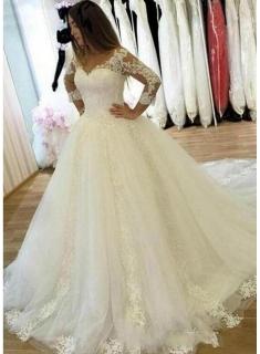 Elegante Brautkleider Mit Ärmel | Hochzeitskleider Spitze Günstig Online