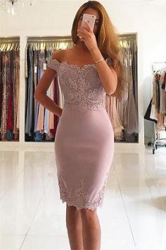 Sexy Etuikleider Rosa Kurz | Elegante Shulterfrei Cocktailkleider Online | Babyonlinewholesale