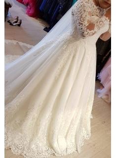 Vintage Brautkleider Langarm Spitze | Edle Weiße Hochzeitskleider Bodenlang