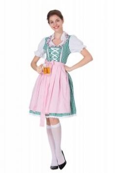 Gunstige Octoberfest Kleidung Damen Knielang | Kurzarm A-Linie Damenkleider | Babyonlinewholesale