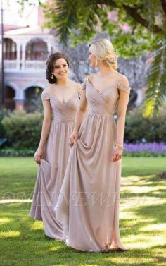 Sexy Brown Off-the-shoulder Chiffon Long Bridesmaid Dresses | Babyonlinewholesale