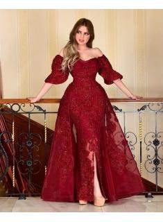 Designer Abendkleider Mit Ärmel | Rote Abiballkleider Mit Spitze