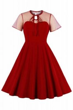 Elegante Spitze Vintage Kliedung Damen | Schones Kleid Rot Gunstig | Babyonlinewholesale