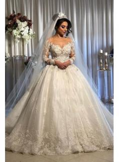 Luxus Brautkleider Prinzessin | Spitze Hochzeitskleider Mit Ärmel