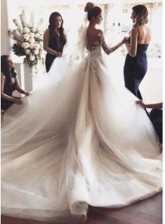 Fashion Hochzeitskleider mit Ärmel | Brautkleider Spitzeärmel Günstig
