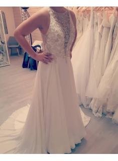 Schlichte Brautkleider mit Spitze | Hochzeitskleider A Linie Chiffon