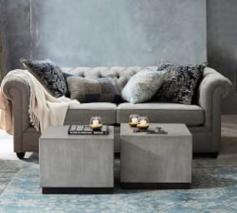 Chesterfield Upholstered Grand Sofa - Chateau Blue  (243 cm)