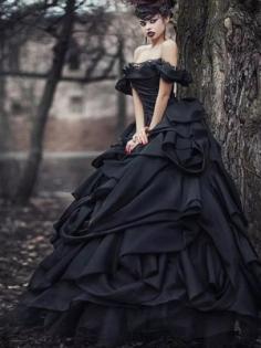 Schwarze Brautkleider Pinzessin |  Vintage Hochzeitskleid Mit Spitze