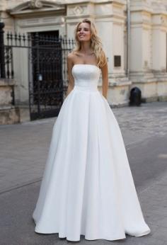 Schlichte Brautkleid A Linie | Satin Hochzeitskleider GÃ¼nstig Online