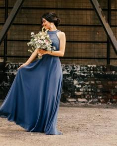 SchÃ¶ne Brautjungfernkleider Lang Chiffon | Blaue Kleider Brautjungfern