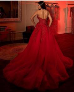 Extravagante Abendkleider Lang Rot | Abiballkleider mit Glitzer