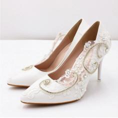 Brautschuhe WeiÃ Glitzer | Hochzeitsschuhe Spitze