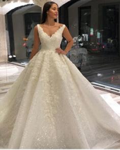 Brautkleider A linie V Ausschnitt | Hochzeitskleider mit Spitze