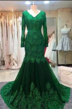 GrÃ¼nes Abendkleid | Abendkleider Lang mit Ãrmel