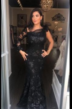 Elegante Abendkleid Lang Schwarz | Abiballkleid Mit Ãrmel