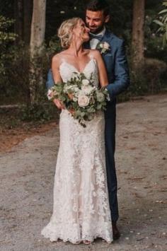 Schlichtes Hochzeitskleid Meerjungfrau | Brautkleider mit Spitze