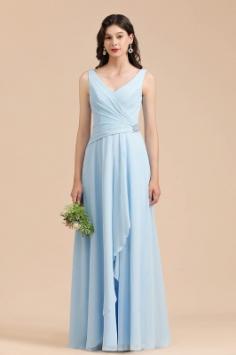 SchÃ¶ne Brautjungfernkleider Lang Blau | Chiffon Kleider FÃ¼r Brautjungfern