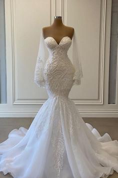 SchÃ¶ne Brautkleider Meerjungfrau | Spitze Hochzeitskleider mit Ãrmel