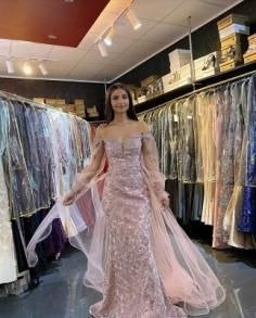 Abendkleid Lang Rosa | Abiballkleider mit Spitze