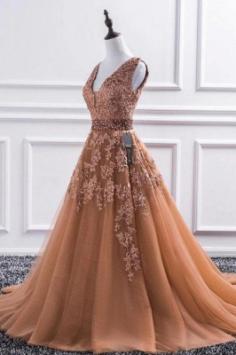 Elegante Abendkleid Lang V Ausschnitt | Ballkleider mit Spitze