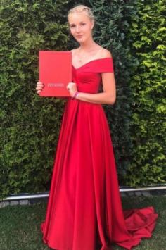 Schlichtes Abendkleid Lang | Rotes Abiballkleid GÃ¼nstig