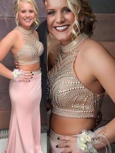 Satin Nackenband Normale Taille Perlenbesetztes Ärmelloses Ballkleid
