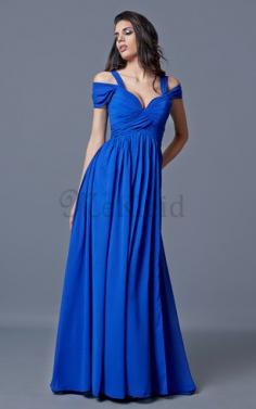 Herz-Ausschnitt Kurze Ärmeln Bodenlanges Sittsames Abendkleid mit Vorne Schlitz