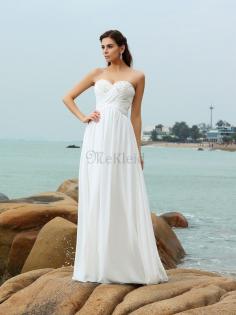 Ärmelloses Strand Sweep train Prinzessin Brautkleid mit Herz-Ausschnitt