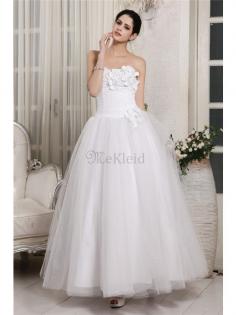 Organza Herz-Ausschnitt Sittsames Brautkleid mit Rücken Schnürung mit Perlen