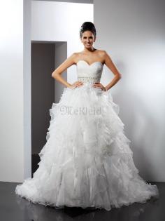 Empire Taille Duchesse-Linie Ärmelloses Anständiges Brautkleid mit Reißverschluss