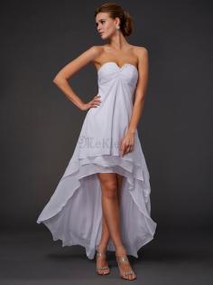 A Linie Reißverschluss Ärmellos Rocklänge-asymmetrisches Abendkleid mit Rüschen