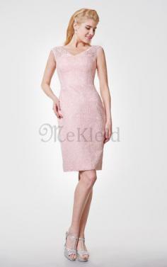 Enges V-Ausschnitt Reißverschluss Cocktailkleid mit Gekappten Ärmeln mit Kurzen Ärmeln