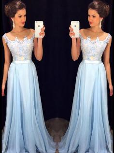 Ärmelloses Empire Taille Chiffon Ballkleid für Apfelförmige Figur mit Applikation