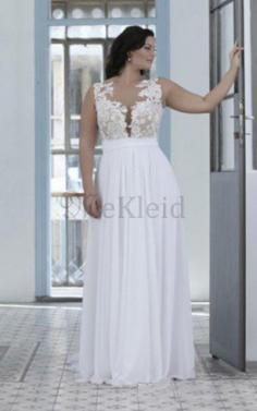 Klassisches Herz-Ausschnitt Juwel Ausschnitt Ärmellos Brautkleid mit Bordüre