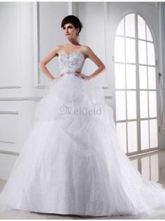 Taille Duchesse-Linie Brautkleid aus Tüll mit Applikation