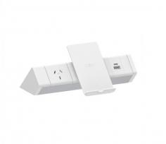 Athena Above Desk Power Rail – 1 GPO & Helistand Wireless and USB Charging

                https://workproducts.au/ 

Our Athena Power Rails are stylish yet timelessly designed and holding it’s place as our #1 selling power rail. It’s the ideal solution to a clutter-free workspace while also offering easy access to power and charging technology.

Features
1 GPO, Helistand 15W Wireless Charger, 1 x Inline USB-C/A PD Fast-Charge Module With 1100mm Passthrough Lead (Black only) (100W shared), 1000mm Tag Lead From Rail,1000mm TAG Lead From 100w Power Supply , L3D Splitter & Desk Clamps
Natural anodised finish with black or white end caps and sockets.
2 x desk clamps to secure the power rail to back edge of desktop
