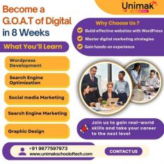 Unimak School of Tech is a leading Best Training Institute for Digital Marketing in Madurai, dedicated to providing high-quality education in Digital Marketing, Graphic Design, and WordPress Development. Our courses are designed to give students the practical skills they need to succeed in today's digital world. Whether you're just starting your career, looking to upgrade your skills, or want to expand your business's online presence, Unimak School of Tech offers a range of flexible, industry-relevant training programs that will help you achieve your goals.
Visit:https://www.unimakschooloftech.com/