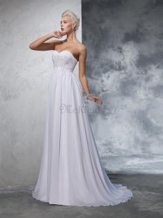 A-Line Ärmelloses Prinzessin Brautkleid mit Perlen mit Herz-Ausschnitt