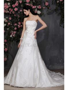 Prinzessin a linie Trägerlos Brautkleid mit Rücken